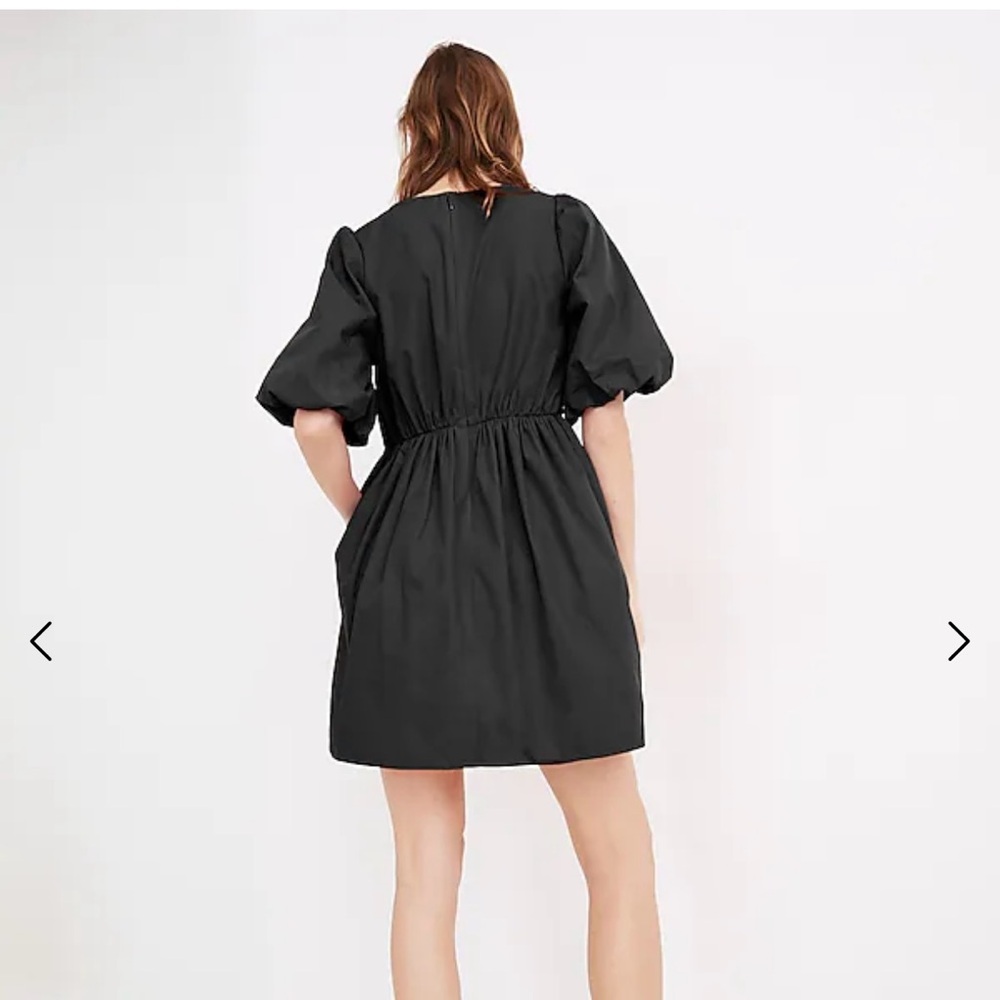 Madewell Women’s Black Poplin Crewneck Bubble Sleeve Mini Dress New Size 10 - Picture 2 of 9